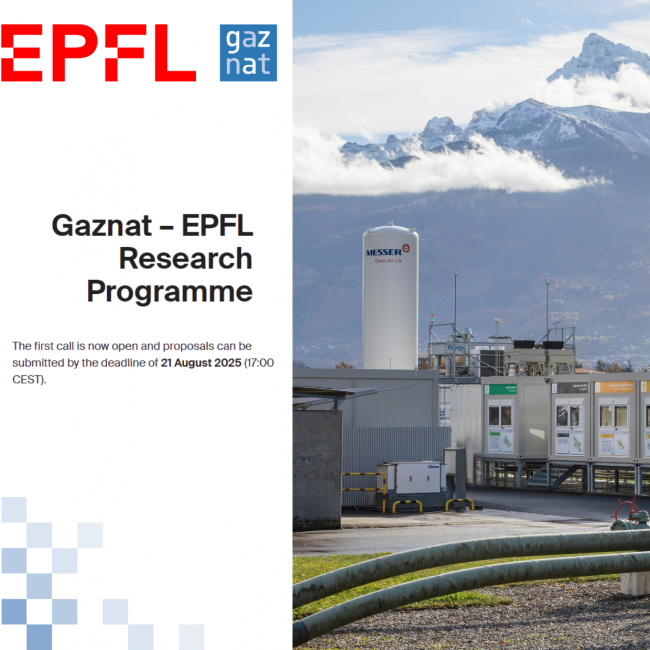 Lancement d'un nouvel appel à projets entre Gaznat et l'EPFL